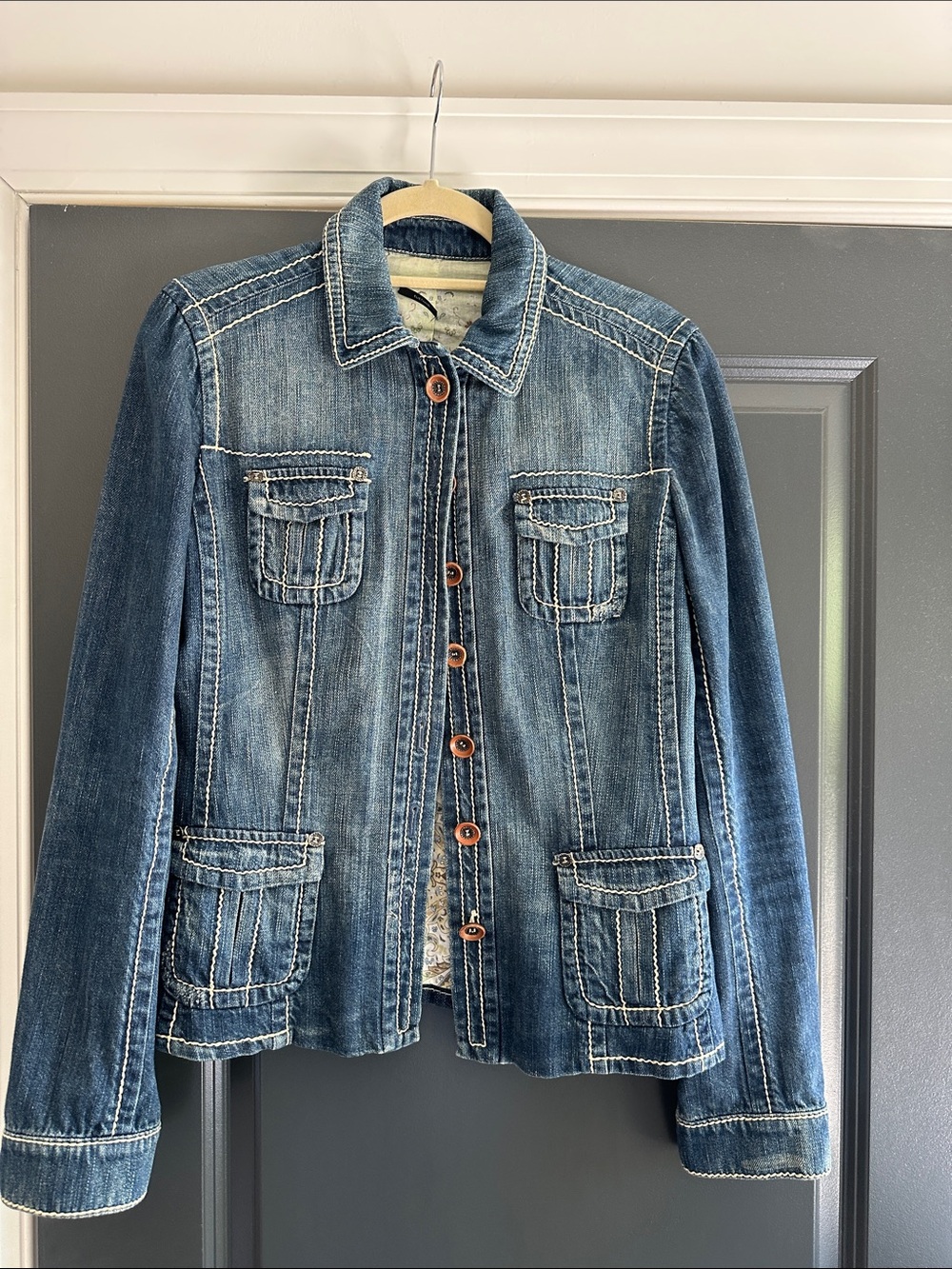 Elie Tahari Denim Button-Front Women's Jacket - Blue